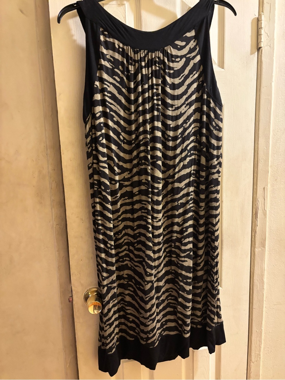 Michael Kors Black and Cream Zebra-Print Sleeveless Midi Dress